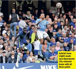  ?? ?? Gabriel Jesus (right) made sure Manchester City returned home with all three points