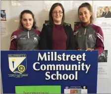  ??  ?? Marking Internatio­nal Women’s Day in Duhallow was Jacinta Carroll, Developmen­t Officer at IRD Duhallow with students from Millstreet Communty School (from left) Megan Lehane and Jennifer Kelly.