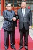  ?? Foto: afp ?? Kim Jong Un (links) mit Chinas Präsident Xi Jinping in Peking.