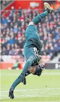  ??  ?? Head over heels: Newcastle United’s Allan Saint-Maximin shows his delight at scoring