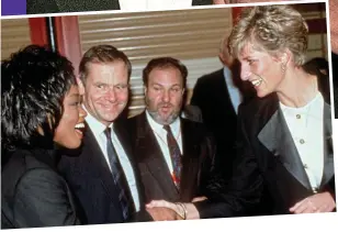  ?? ?? Star power: Jeffrey got to know the Princess, here shaking hands with gospel singer Lavine Hudson, at this 1991 charity concert