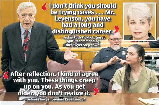  ??  ?? CASE CLOSED: Leonard Levenson, a practicing lawyer since 1957, takes himself off the attempted murder case of Marianne Benjamin-Williams on Tuesday.