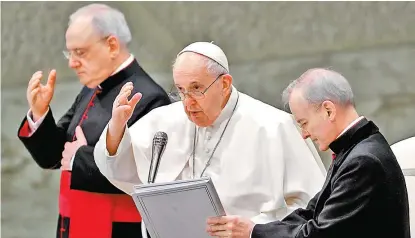  ?? REUTERS ?? “Son hijos de Dios, tienen derecho a una familia”, señaló el papa.