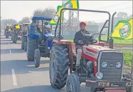  ?? HT PHOTO ?? Farmers during a tractor march in Barnala district on Wednesday.