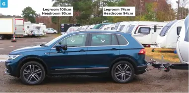  ??  ?? G
Legroom 108cm Headroom 95cm
Legroom 74cm Headroom 94cm
G Even with the panoramic sunroof that’s standard on the Elegance model, there’s plenty of headroom up front
H Two will be more comfortabl­e than three in the back; the transmissi­on tunnel gets in the way of the middle passenger’s feet