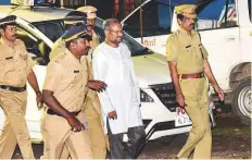  ?? PTI ?? Rape accused Bishop Franco Mulakkal after being arrested by the Kerala police, in Thrippunit­hura, on September 21.