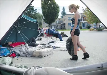  ?? MARK VAN MANEN ?? Chilliwack has had a jump in its homeless population from 73 in 2014 to between 250 to 400 in the past two months. The city is seeking injunction­s against some of the tent cities that have gone up.