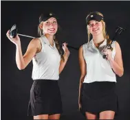  ?? (River Valley Democrat-Gazette/Hank Layton) ?? Peri Tygart (left) and Maddy Flynn of Charleston, seen Tuesday, are the 2022 All-River Valley Democrat-Gazette girls co-golfers of the year.