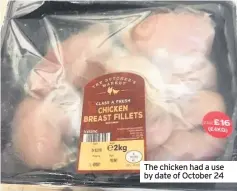  ??  ?? The chicken had a use by date of October 24