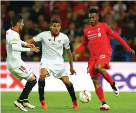  ?? Getty Images ?? Liverpool get a chance to avenge their 2016 Europa League final defeat when Sevilla rallied past an early goal from Daniel Sturridge, right, to win