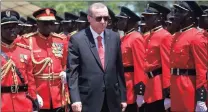  ?? PICTURE: EPA ?? Turkish President Recep Tayyip Erdogan inspects an honour guard in Dar es Salaam, Tanzania.