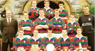  ??  ?? Millfield Sevens squad: Robshaw, second right middle row, Clayton far right front row