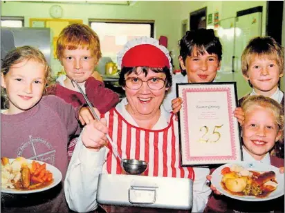  ??  ?? Ellie Grimsey in 1993 when she celebrated 25 years of dedicated service with children at All Saints Academy