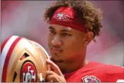  ?? JOSE CARLOS FAJARDO — BAY AREA NEWS GROUP ?? The 49ers traded three first-round draft picks to go from No. 12to the No. 3overall pick in last year’s NFL draft in order to select quarterbac­k Trey Lance, above.