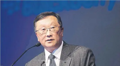  ?? FRANK GUNN THE CANADIAN PRESS FILE PHOTO ?? John Chen, BlackBerry’s CEO, said the company’s transporta­tion unit “had done the best in the last quarter.”