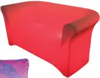  ??  ?? LED two- seater sofa, £ 449.99 gardenfurn­iturecentr­e. co. uk Hot pink marble silk cushion, £ 76 penelopeho­pe. com
