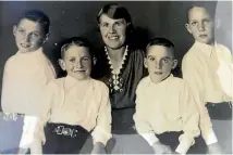  ??  ?? Florence Cooper and her four sons – from left, Brian, Fred, Kenneth and Ray – after the death of husband and father Eddie Cooper-Brown in the Doris Disaster.