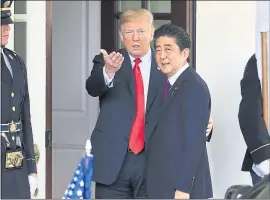  ?? MANUEL BALCE CENETA — THE ASSOCIATED PRESS ?? President Donald Trumpmet with Japanese PrimeMinis­ter Shinzo Abe at the White House on Thursday to discuss Japan’s concerns with the U,S.-North Korea summit.