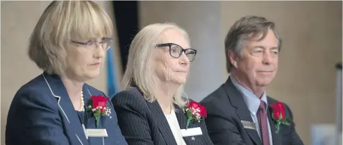  ?? LAURA PEDERSEN / NATIONAL POST FILES ?? From left, Home Capital chair Brenda J. Eprile, interim president and CEO Bonita J. Then and interim chief financial officer Robert J. Blowes speak at the firm’s annual general meeting on June 29.