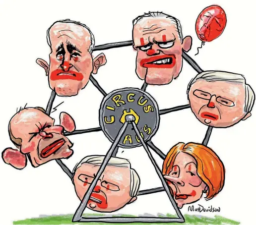  ?? FAIRFAX ?? Cartoonist Mat Davidson mocks a system which has seen a series of Australian prime ministers dispatched in party coups.