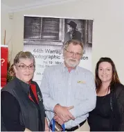  ??  ?? Most successful Warragul Camera Club exhibitor David Woodcock with Warragul Camera Club president Ruth Burleigh and national exhibition chairman Louise Sedgman.