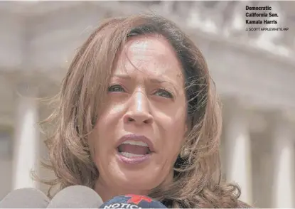  ??  ?? Democratic California Sen. Kamala Harris J. SCOTT APPLEWHITE/ AP