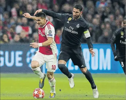  ?? FOTO: AP ?? Sergio Ramos reconoció que había buscado una amarilla ante el Ajax aunque después lo negara a través de las redes sociales