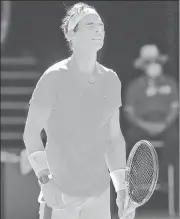  ?? REUTERS ?? Spain's Rafael Nadal celebrates after winning his first round match against Serbia's Laslo Djere on Tuesday.