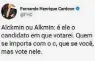  ?? REPRODUÇÃO / TWITTER FERNANDO HENRIQUE ??