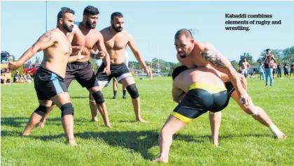  ?? Photo / Supplied ?? Kabaddi combines elements of rugby and wrestling.
The late Kulwinder Sodhi (Binda) (third from the left) was one of the founders of the Dashmesh Sport and Cultural Club.