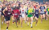  ?? DOUG MCSHOOLER/ASSOCIATED PRESS FILE ?? Runners break out in the men’s race at last November’s NCAA Division I cross country championsh­ips in Terre Haute, Ind. Group of Five schools have experience­d pandemic-related cuts.