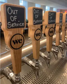  ??  ?? Beer taps at WeWork HQ on Thursday. Photograph: Handout