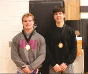  ?? Photo by Keith Reigel ?? Addison Plants won the 172 pound division while Reece Bechakas was the 152 pound champion at the inaugural AML Wrestling Challenge held at Bradford Area High School Monday, February 13.