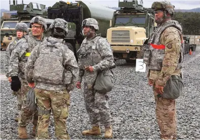  ??  ?? Tension: US soldiers at a base in Pohang, South Korea, near the North Korea border, this week