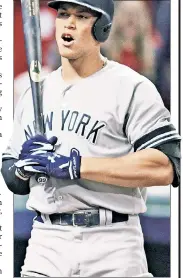  ?? AP ?? FOUR BAGGER: Aaron Judge went 0for-4 with four strikeouts Thursday in the Yankees’ 4-0 loss to Indians in Game 1 of the ALDS.