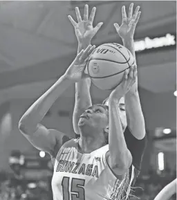  ?? JAMES SNOOK/USA TODAY SPORTS ?? Gonzaga forward Yvonne Ejim shoots against the Pilots on Feb. 11.