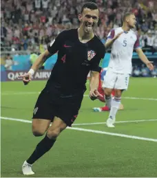  ?? Reuters ?? Croatia’s Ivan Perisic celebrates scoring their winning goal against Iceland on Tuesday night