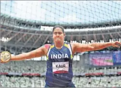  ?? AFP VIA GETTY IMAGES ?? Kamalpreet Kaur during the qualificat­ion round, in Tokyo.