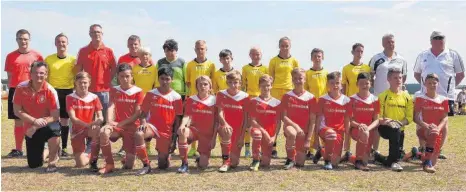  ?? FOTO: GROSS ?? Bei den D-Junioren besiegte die SpVgg Trossingen I Verbandsju­gendleiter des WFV, Michael Supper. (gelbe Trikots) 2:0. Dritter von links stehend der