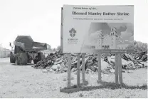  ??  ?? In this April 21 photo, excavation work begins at the constructi­on site for the Blessed Stanley Rother Shrine on SE 89, between Shields Boulevard and Interstate 35 in Oklahoma City. [DOUG HOKE/THE OKLAHOMAN]