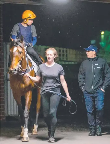  ?? Picture: MARK STEWART ?? Kerrin McEvoy chats to Youngstar trainer Chris Waller at Caulfield.