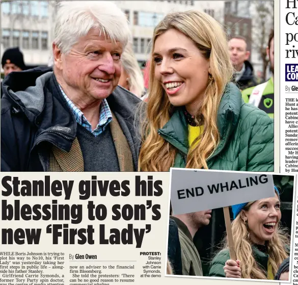  ??  ?? PROTEST: Stanley Johnson with Carrie Symonds, at the demo