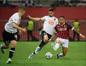  ?? (Photo PQR/LA Voix du Nord) ?? Justin Kluivert a marqué son 4e but en Ligue 1, contre Lille, lors de ce qui devrait rester comme son dernier match à l’allianz Riviera.