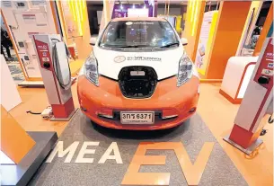  ?? PATIPAT JANTHONG ?? The Metropolit­an Electricit­y Authority’s charging stations for EVs. Availabili­ty of EV charging facilities is necessary to help the government attain its EV goal.