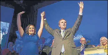  ?? AP ?? Kentucky’s Democrat governor-elect Andy Beshear with Lt governor-elect Jacqueline Coleman.