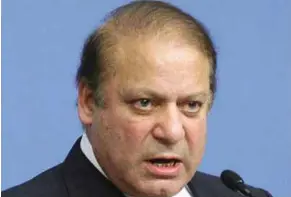  ?? - AFP file photo ?? MAKING A POINT: Prime Minister Nawaz Sharif said the nation is standing shoulder-to-shoulder with the valiant armed forces to defend the motherland.