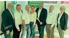  ?? FOTO: TVR ?? Das neue Präsidium (von links): Gero Keusen, Michael Droste, Thomas Oberwinste­r, Monika Wolters, Sven Pallessen, David Uhr und Claudia Pocha.