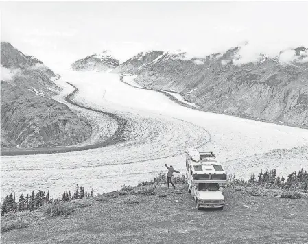  ?? HONEYTREK ?? Mike and Anne Howard stopped at Salmon Glacier in British Columbia on their more than 2,500-day honeymoon.