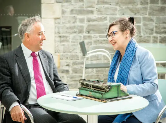  ??  ?? Pictured below is Dr Brendan McCormack, President of IT Sligo and actor Pauline McLynn discussing the official launch of IT Sligo’s new Humanities honours degree programmes which took place at the Model in Sligo.