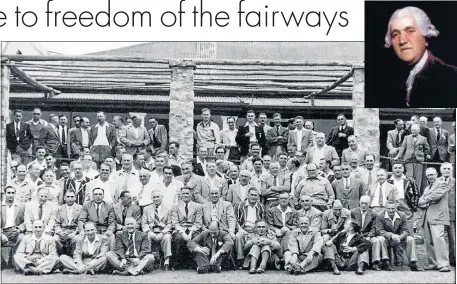  ??  ?? SPORTING SOLIDARITY: Members of the Wedgwood Park Country Club pose in front of the new clubhouse on February 10 1953. The main hall was large enough to seat 500 people in comfort PHOTOGRAPH: JEWISH PIONEERS MUSEUM INSET: Anti-slavery activist and...